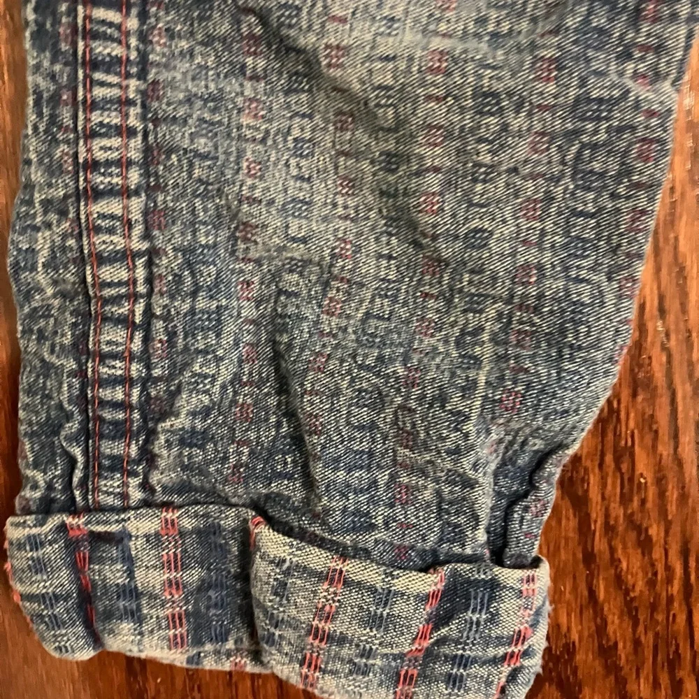 Vintage OshKosh Denim light red plaid design overalls Kids size 2T